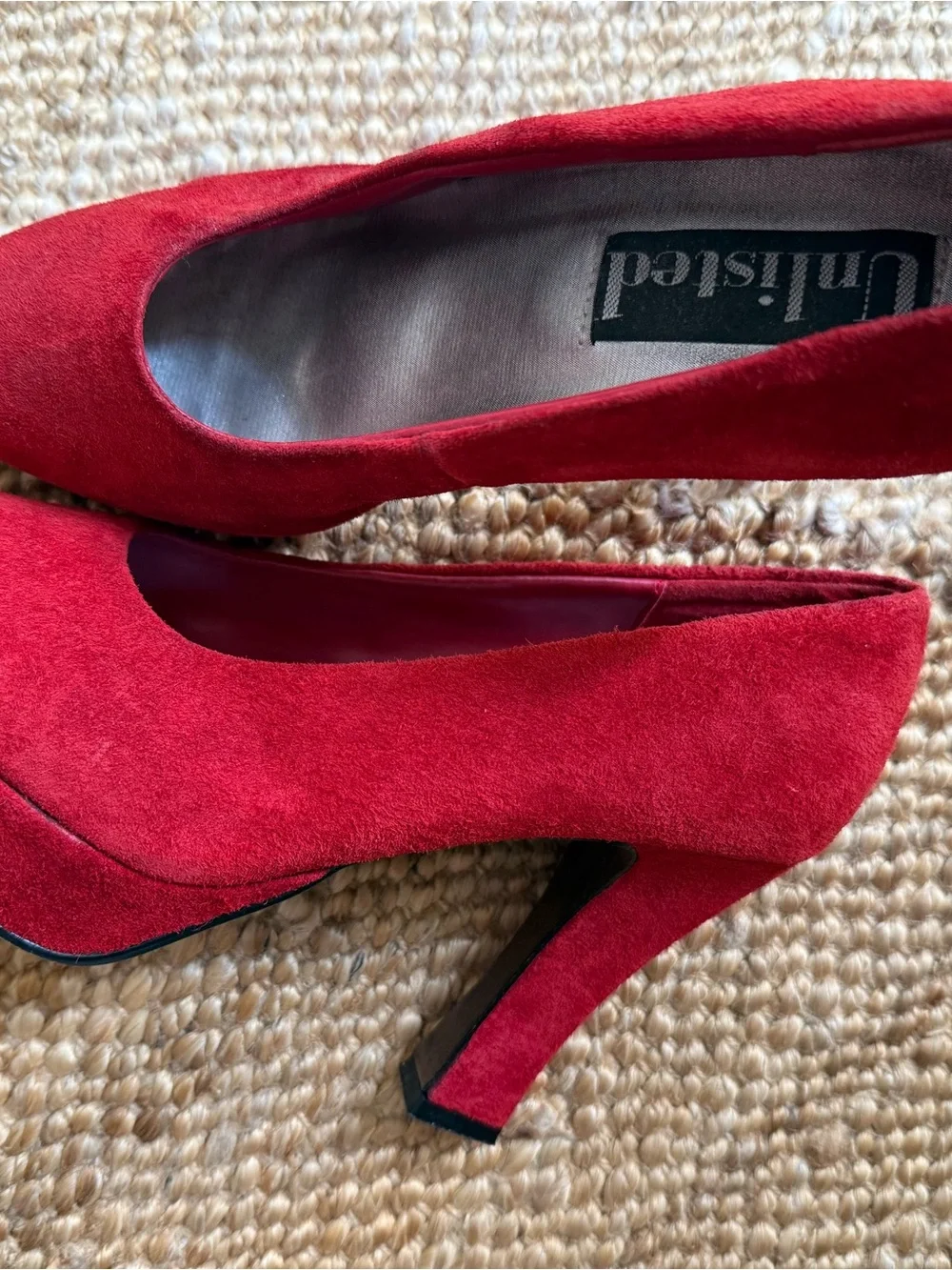 Vintage Women's Red Suede Platform Heels